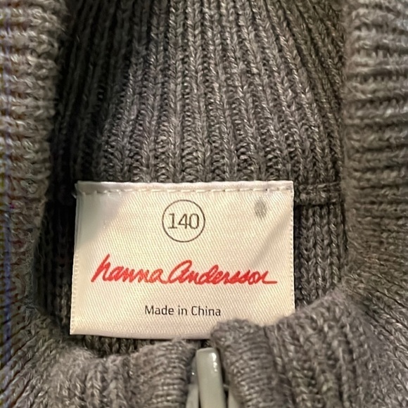 Hanna Andersson Sweater Zipper Mock Neck Stripes 100% Cotton Gray 140cm/US10 - Picture 2 of 7